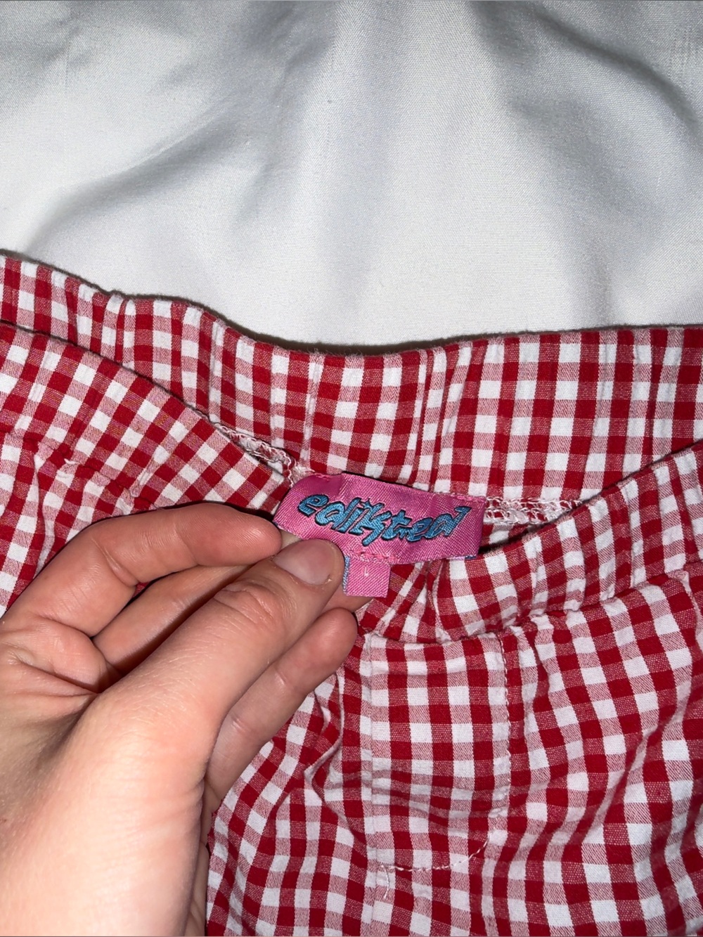 Edikted Red and White Gingham Pajama Shorts